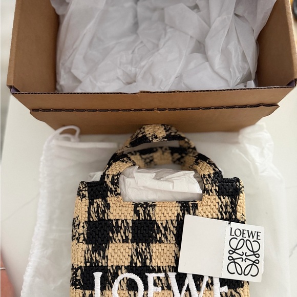 Loewe Black and Cream Checkered Mini Bag